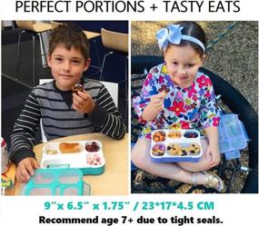 img 2 attached to Leakproof Kinsho Bento Lunch Box With 6 Compartments For Kids & Adults: Perfect Portion Control For School, Daycare Or Work - BPA-Free, Includes Utensils And Comes In Purple Teal