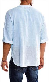 img 2 attached to 👔 Casual Cotton Men's Shirt with Drawstring and Lace-Up Sleeves