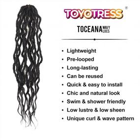 img 1 attached to ToyoTress Toceana Wavy Locs Crochet Hair - 24 Inch 8 Pcs 1B Natural Black Pre-Twisted Crochet Braids Pre-Looped Goddness Faux Locs Synthetic Braiding Hair Extensions