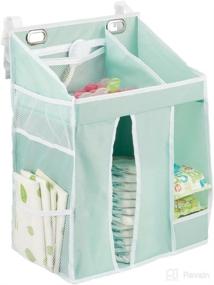 img 4 attached to 👶 mDesign Baby Diaper Organizer and Hanging Nursery Caddy - Nursery Storage for Baby Essentials, Hanging on Crib, Changing Table or Wall. Conveniently Store Baby Wipes, Lotion, Toys, Powder - Mint