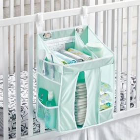 img 3 attached to 👶 mDesign Baby Diaper Organizer and Hanging Nursery Caddy - Nursery Storage for Baby Essentials, Hanging on Crib, Changing Table or Wall. Conveniently Store Baby Wipes, Lotion, Toys, Powder - Mint