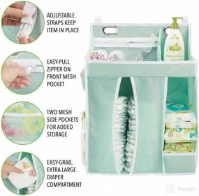 img 2 attached to 👶 mDesign Baby Diaper Organizer and Hanging Nursery Caddy - Nursery Storage for Baby Essentials, Hanging on Crib, Changing Table or Wall. Conveniently Store Baby Wipes, Lotion, Toys, Powder - Mint