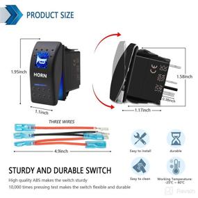 img 3 attached to 🔘 High-Quality Waterproof Rocker Switch Toggle - Momentary Horn Button with ON/OFF Blue LED Light - Ideal for Automotive, Marine, and Off-Road Vehicles - 12V 20Amp 24V 10Amp - 5 Pin Design