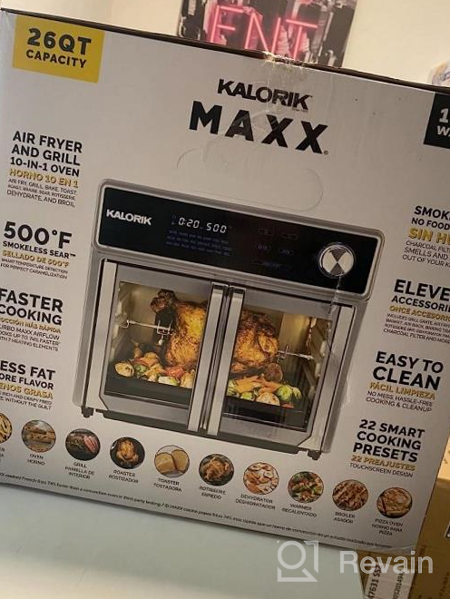 img 1 attached to Kalorik MAXX Smokeless Indoor Grill And Air Fryer Oven Combo, 26 Quart, Up To 500°F, 1700W, 22 Presets, Digital Display, 11 Accessories And Bonus Cookbook Included review by Tim Thuss