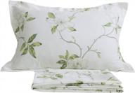 комплект постельного белья twin xl fadfay из 100% хлопка с белыми цветочными мотивами и зелеными листьями, 4 шт. логотип