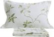 twin xl fadfay 100% cotton shabby white floral bed sheet set w/ green leaves - 4piece logo