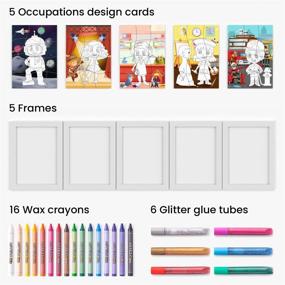 img 2 attached to Arteza Kids' Coloring Puzzle Set For Screen-Free Fun: Includes 5 Career-Themed Jigsaw Puzzles, 16 Crayons, 6 Glitter Glue Tubes, 5 Frames, Ideal Craft And Art Supplies For Kids Aged 3 And Up