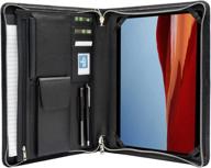 zippered leather tablet portfolio case and padfolio organizer for microsoft surface pro 7/6/5/4 logo