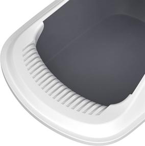 img 2 attached to 🐱 Petament Semi-Enclosed Cat Litter Box with Lid - Easy to Clean & Separate Design - L18.8xW15xH9 Inches - 2.5 lbs (White-Grey)