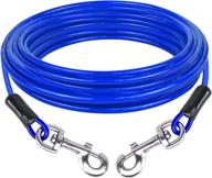 🐶 10ft pnbo dog tie out cable - heavy duty steel wire dog leash cable with strong clips - outdoor dog lead for large dogs up to 135lbs | durable, superior, blue logo