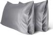 satin pillowcases for hair and skin care - envelope closure, cooling effect, easy to wash - 2 pack, 20x26 inches - grey logo