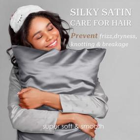 img 2 attached to Satin Pillowcases For Hair And Skin Care - Envelope Closure, Cooling Effect, Easy To Wash - 2 Pack, 20X26 Inches - Grey