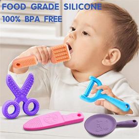 img 3 attached to 🍼 Scuwtocn Baby Teething Toys: BPA-Free Silicone Teether, 5-Pack for 0-12 Months - Soothe Sore Gums & Molar Relief for Infants