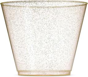 img 4 attached to Pack of 100 Clear Plastic Cups with Gold Glitter - 9 Oz Disposable Tumblers for Weddings, Parties, and Events