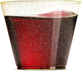 img 2 attached to Pack of 100 Clear Plastic Cups with Gold Glitter - 9 Oz Disposable Tumblers for Weddings, Parties, and Events