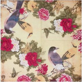 img 2 attached to Floral Paper Napkins (40 Count) - Perfect For Weddings, Dinner Parties, Tea Parties, Decoupage And Decor - Featuring Birds In Red