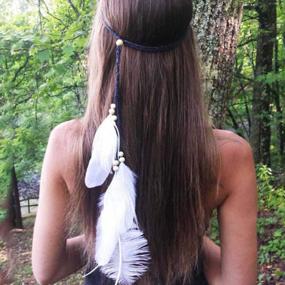 img 4 attached to Boho Chic: Black Feather Headband For Women & Girls - Festival Hair Accessories