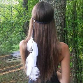 img 2 attached to Boho Chic: Black Feather Headband For Women & Girls - Festival Hair Accessories