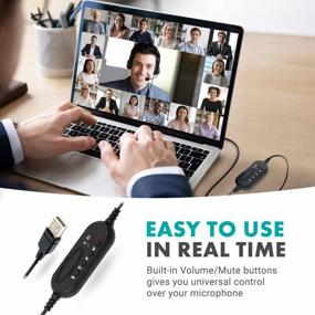 img 3 attached to 🎧 Movo HSM-1 USB Headset with Microphone: Universally Compatible for Podcasting, Gaming, Remote Work, Conferences, Online Education - Volume/Mute Controls