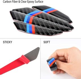 img 1 attached to 🚗 BMW Car Door Protector Accessories Parts | Carbon Fiber Edge Guards Scratch Bumper Trim Stickers Decals Emblem Kit | Anti Collision Clear Epoxy Thick Decorations | Cool Black (4 Pack) | 1797