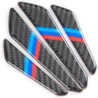 🚗 bmw car door protector accessories parts | carbon fiber edge guards scratch bumper trim stickers decals emblem kit | anti collision clear epoxy thick decorations | cool black (4 pack) | 1797 logo