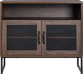 img 3 attached to Spirich Wooden Accent Cabinet With Open Shelf And Metal Mesh Doors For Livingroom, Diningroom,Bathroom Walnut