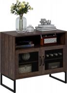 spirich wooden accent cabinet with open shelf and metal mesh doors for livingroom, diningroom,bathroom walnut logo