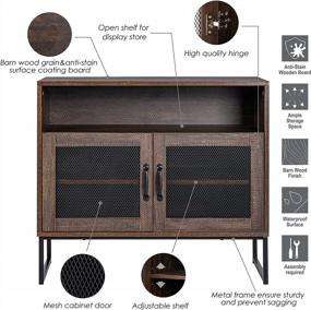 img 1 attached to Spirich Wooden Accent Cabinet With Open Shelf And Metal Mesh Doors For Livingroom, Diningroom,Bathroom Walnut