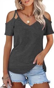 img 4 attached to Stay Cool And Stylish This Summer With Minclouse Women'S Cold Shoulder Strappy Tees