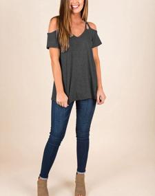 img 2 attached to Stay Cool And Stylish This Summer With Minclouse Women'S Cold Shoulder Strappy Tees
