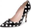 chic polka dot stiletto pumps with pointed toe and mid heel for women's party, size 4-15 us - slip-on style logo