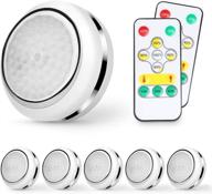 🔦 6-pack of wireless led puck lights - battery powered under cabinet lighting with remote control dimmer & timing function, ideal for closets and night use логотип