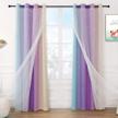 anjee star curtains for girls cutout style 2 in 1 double layer light blocking ombre grommets top drape with sheer voile gauze for living room kids bedroom 2 panels 52 x 63 inch, blue purple logo