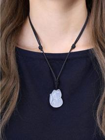 img 3 attached to Stylish Stone Fox Pendant Necklace For Men And Women - COAI