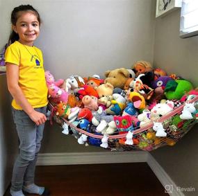 img 2 attached to MiniOwls Stuffed Toy Storage Hammock - Fits 30-40 Plush Animals. Perfect Mermaid Gift for Girls. No more Bins or Toy Chest! Effortless Display of Teddies. (Unicorn, X-Large (Pack of 1))