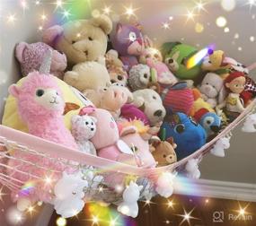 img 3 attached to MiniOwls Stuffed Toy Storage Hammock - Fits 30-40 Plush Animals. Perfect Mermaid Gift for Girls. No more Bins or Toy Chest! Effortless Display of Teddies. (Unicorn, X-Large (Pack of 1))