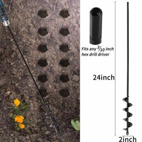 img 3 attached to Удлиненное 2X24-дюймовое спиральное сверло для садового шнека для легкой посадки луковиц и цветов - подходит для 3/8-дюймового шестигранного сверла и рытья отверстий