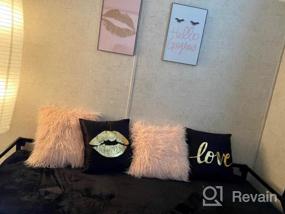 img 5 attached to 18X18 Black Foil Decorative Pillow Cover - 4 Pack Super Soft Eyelashes Lips Love Printed Cushion Case For Sofa Chair Car Bed