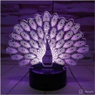 🦚 peacock night light 3d lamp with smart touch & remote control - 7 colors changing nightlight for kids, women, girls, boys - perfect gift logo