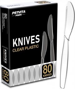 img 4 attached to PSTVITA Plastic Knives Heavy Duty, Clear Disposable Party Supply, Pack Of 80