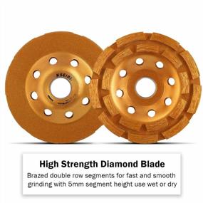 img 1 attached to KSEIBI Diamond Cup Wheel Turbo Blade (4-1/2-Inch) And Double Row 2-Pack For Polishing And Cleaning Stone, Cement, Marble, Granite, Concrete And Rock Surface Grinding - Gold Edition