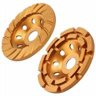 kseibi diamond cup wheel turbo blade (4-1/2-inch) and double row 2-pack for polishing and cleaning stone, cement, marble, granite, concrete and rock surface grinding - gold edition logo