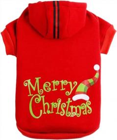 img 4 attached to Christmas Patterns Printed Dog Hoodie Pet Puppy Sweatshirt Clothes Red Extra Small