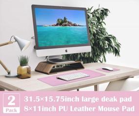 img 2 attached to Pink Mouse Pad, Desk Pads, Desk Mat, XL Desk Pads Dual-Sided Purple/Pink, 31.5" X 15.7" + 8"X11" PU Leather Mouse Pad 2 Pack Waterproof, Mouse Pad For Laptop, Home Office Table Protector Blotter Gifts