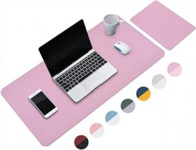 img 3 attached to Pink Mouse Pad, Desk Pads, Desk Mat, XL Desk Pads Dual-Sided Purple/Pink, 31.5" X 15.7" + 8"X11" PU Leather Mouse Pad 2 Pack Waterproof, Mouse Pad For Laptop, Home Office Table Protector Blotter Gifts
