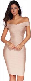 img 4 attached to Women'S Off Shoulder Bandage Dress Bodycon Cocktail Wedding Guest Gown