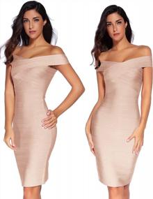 img 2 attached to Women'S Off Shoulder Bandage Dress Bodycon Cocktail Wedding Guest Gown