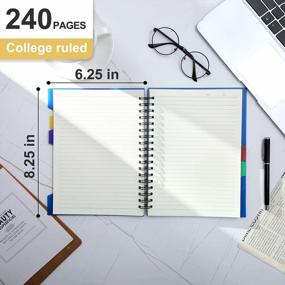 img 1 attached to CAGIE 5-Subject Spiral Notebook - College Ruled, Dividers, A5 Size For School, Work, Journaling - 240 Pages/120 Sheets In Blue