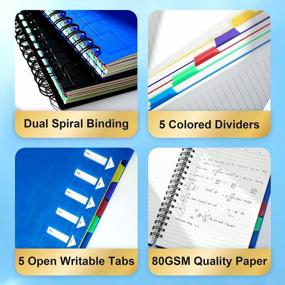 img 2 attached to CAGIE 5-Subject Spiral Notebook - College Ruled, Dividers, A5 Size For School, Work, Journaling - 240 Pages/120 Sheets In Blue