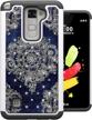 protective case cover for lg stylo 2 / lg g stylo 2 / lg stylus 2 - shock absorption, studded rhinestone bling hybrid dual layer armor, flower design by magicsky logo